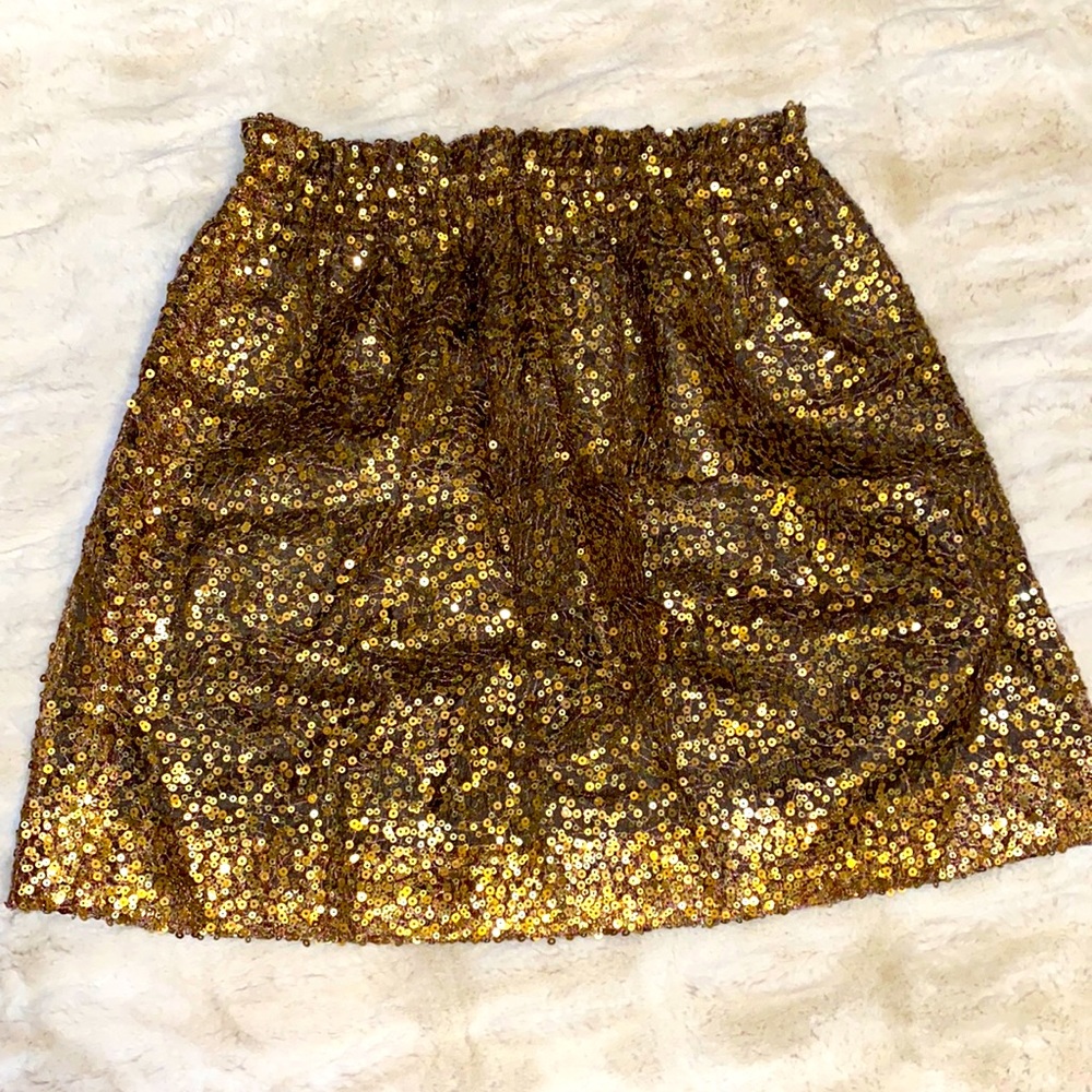 BRASS SEQUINS MINI SKIRT J CREW